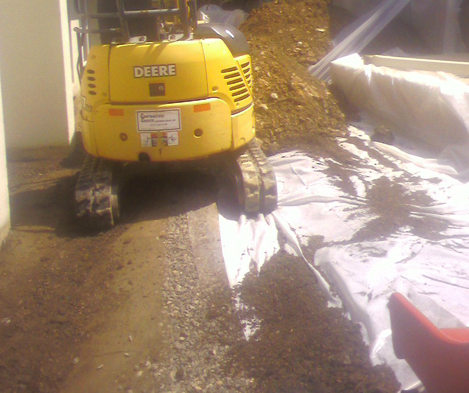Excavator Preparing Ground for French Drain Installation, Philadelphia
