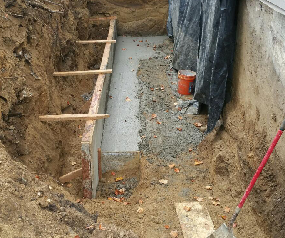 French Drain Excavation and Concrete Footing in Philadelphia