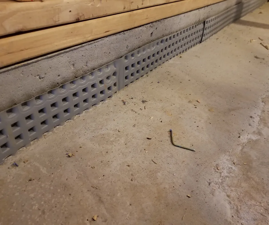 Newly Installed Basement Waterproofing Drain System in Philadelphia
