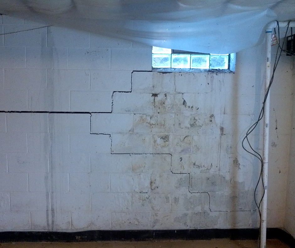 Severe Wall Cracks Requiring Basement Crack Repair in Philadelphia