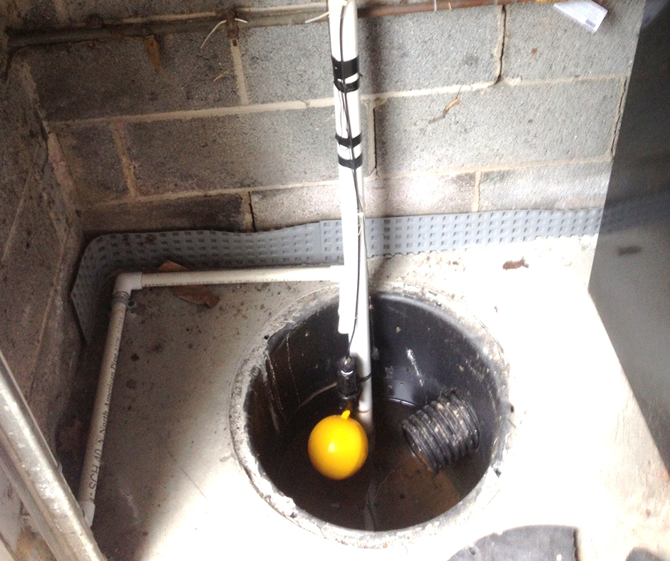 Sump Pump Installation Pit with Drainage and Float Valve in Philadelphia
