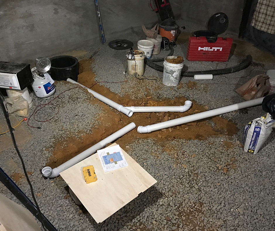 Sump Pump Installation Preparation in Philadelphia Basement